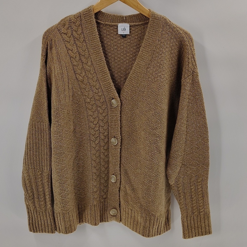 Cabi 4474 Neighbor Cardigan Oversized Small Tan Button Down